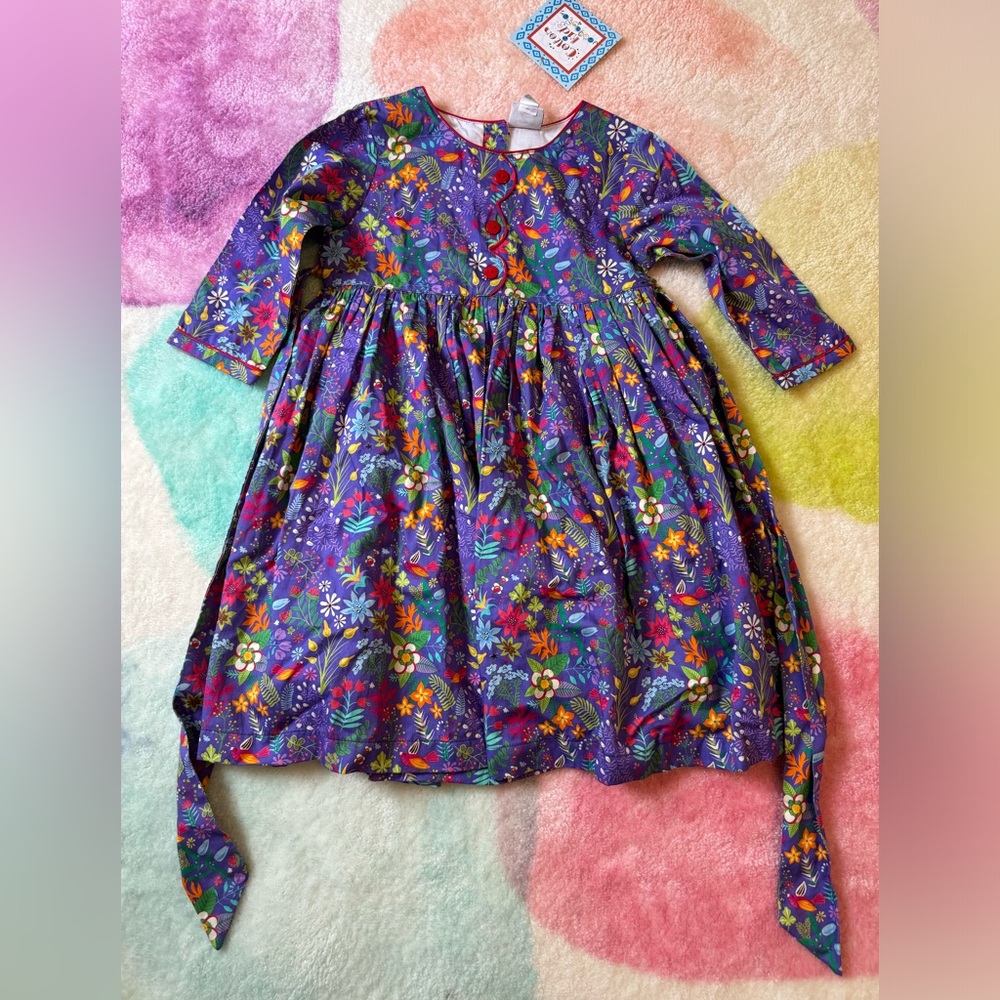 NWT size 6 Cotton Kids purple garden dress